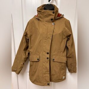 Tan Hooded Gore-tex Parka with Button Accents